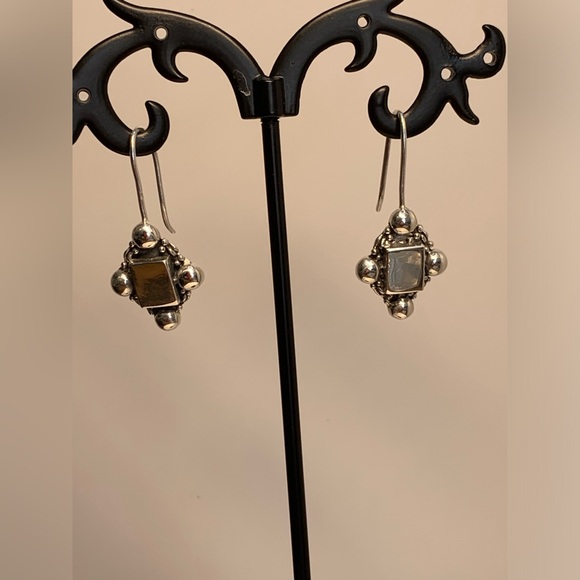 Silpada Vintage RARE VHTF Sterling Silver Square W/ Silver Bead Accent Earrings - Picture 7 of 12